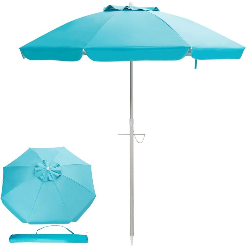 Relax4life - Parasol de Plage Protection uv 50+ et Angle Inclinable, Parasol Rond Hydrofuge Facile à Manipuler et Ranger avec Sac pour Cour, Patio,