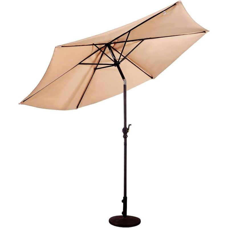 Relax4life - Parasol Droit Inclinable Hexagonal Ø300CM/Ø270CM en Toile Ultra Épaisse et Tube en Acier Inoxydable pour Balcon ou Terrasse (Ø270CM,