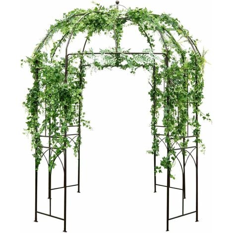 RELAX4LIFE Pergolato da Giardino a Forma di Gabbia dUccello e Padiglione, Gazebo Pergola da Giardino in Metallo con Grigliato, Supporto per Piante Rampicanti per Matrimoni Feste Cerimonie Prato