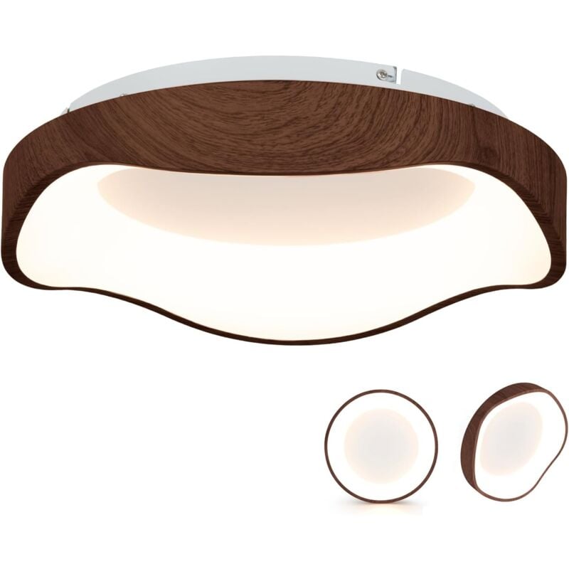 Relax4life - Plafonnier led Salon 24 w avec Grain Bois, Éclairage de Plafond cri 83 avec Lumière Blanche Chaude 3000K, Cadre en Métal, Montage