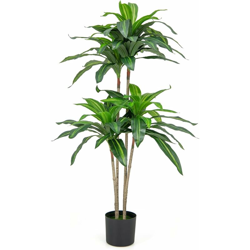 Plante Artificielle 140 cm avec 92 Feuilles et Pot en Ciment, pour Bureau/Chambre, Palmier Artificiel pour Décoration Intérieure et Extérieure
