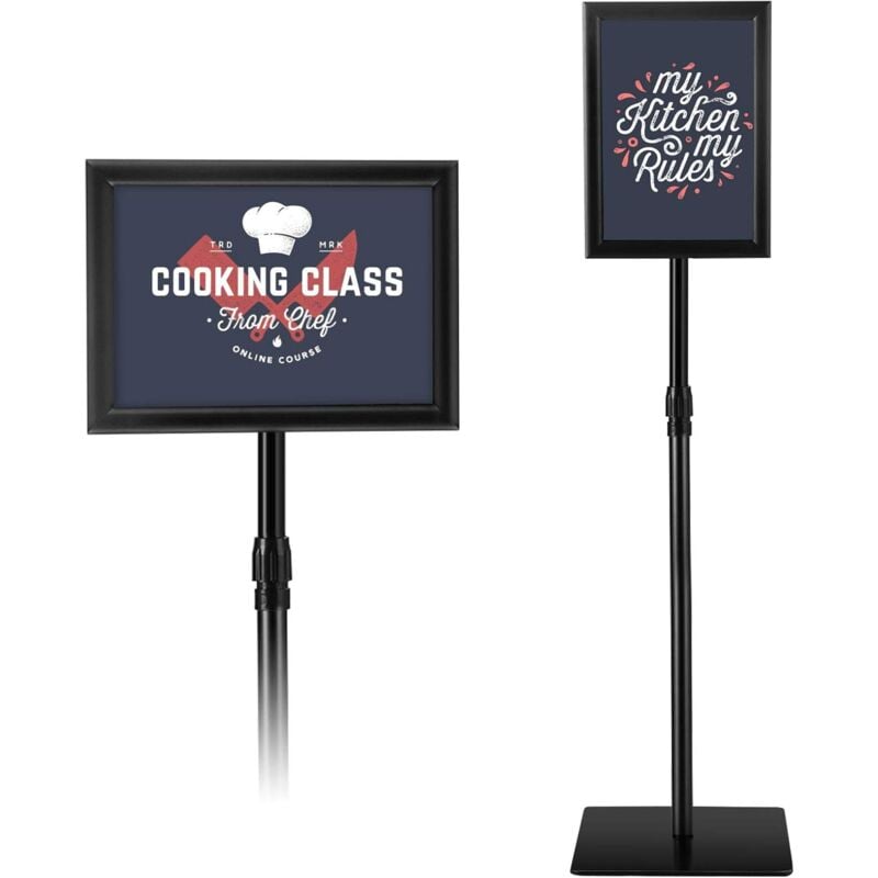 Relax4life - Porte-Affiche sur Pied Hauteur Réglable 73,5-118 cm en Alu, Présentoir Horizontale ou Verticale pour Mariages, Expositions, Magasins et