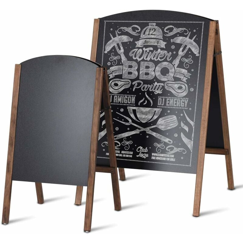 Relax4life - Porte-Affiche sur Pied Noir Double Face en mdf, Panneau Publicitaire Tableau de Menu pour Restaurant, Café, Magasin (45 x 41 x 78 cm)