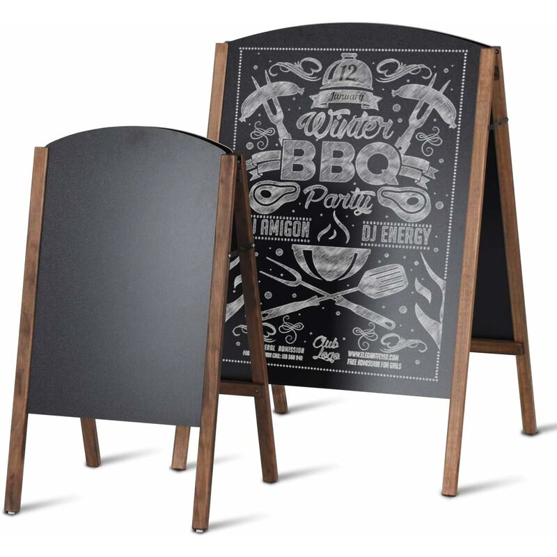 Relax4life - Porte-Affiche sur Pied Noir Double Face en mdf, Panneau Publicitaire Tableau de Menu pour Restaurant, Café, Magasin (60 x 65 x 97 cm)