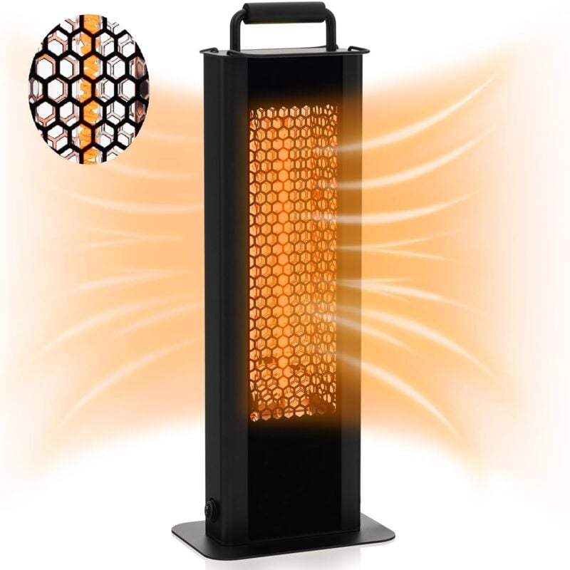 Relax4life - Radiateur Électrique à Infrarouge 1200W, Chauffage Exterieur Terrasse IP65 à Double Face, Protection contre Surchauffe Anti-Basculement,