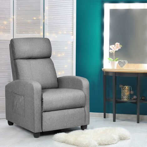 RELAX4LIFE Relaxsessel mit Liegefunktion, Fernsehsessel bis 200 kg belastbar, TV-Sessel mit Verstellbarer Rückenlehne & Fußstütze, Sessel mit Seitentasche, Liegesessel für Wohnzimmer & Büro