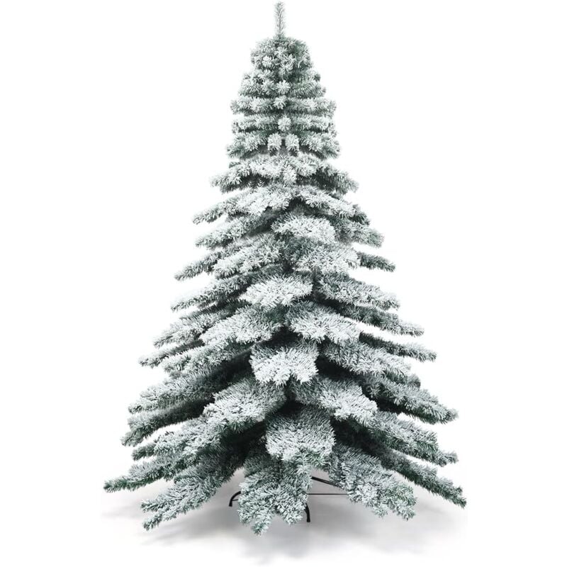 RELAX4LIFE Sapin de Noël Automatique 180/230cm Couvert de Neige pour Décoration de Noël ,Arbre de Noël Artificiel avec Branches en PVC et Pied en