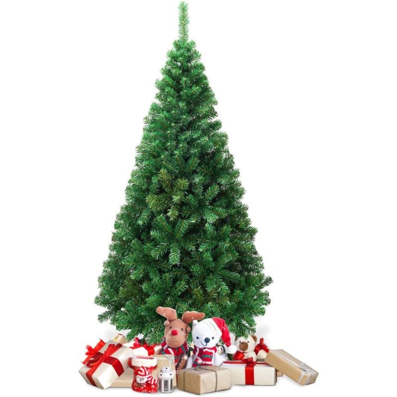 Sapin de Noël Vert 150/180/210/240cm, Arbre de Noël avec Socle en Métal Idéal pour Maison/Bureau/Magasin (Hauteur 150cm, 350 Branches) - Relax4life
