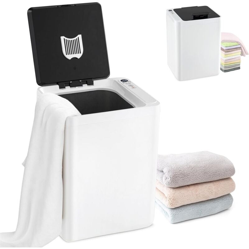 RELAX4LIFE Sèche-Serviettes à Seau 23L, Chauffe-Serviettes Électrique pour Salle de Bain avec Couvercle Supérieur, Minuterie et Protection Contre la