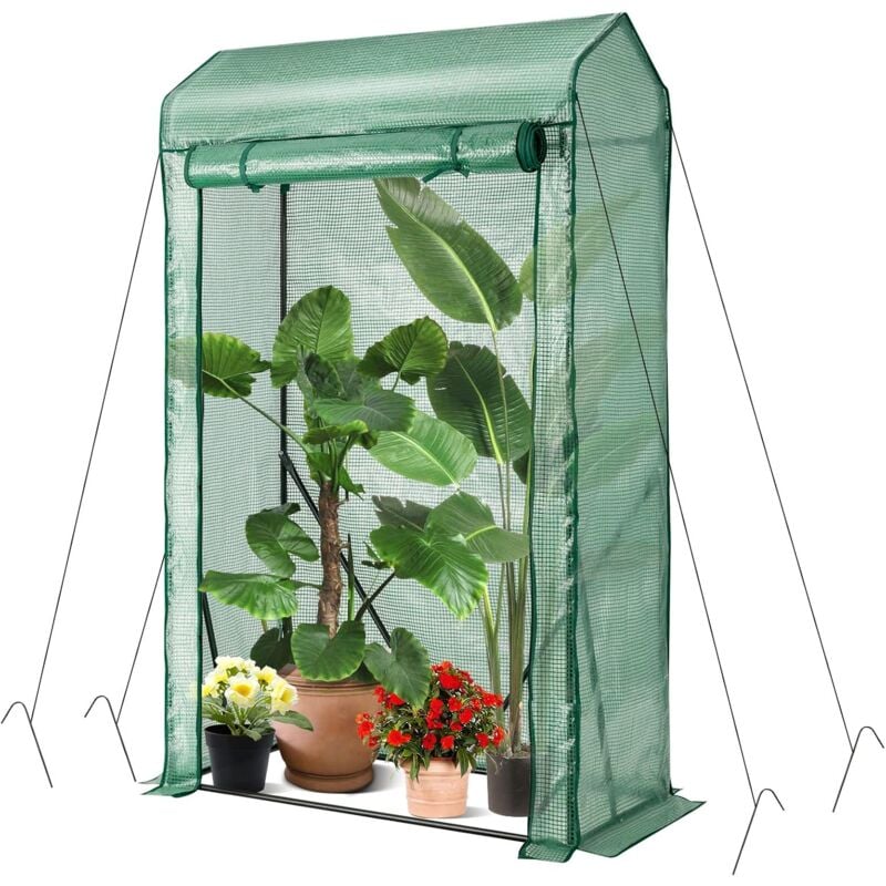 Relax4life - Serre de Jardin avec Couverture pe Cadre en Acier Film Plastique Résistant avec Porte Enroulable Zippée, Serre avec Piquets pour Jardin