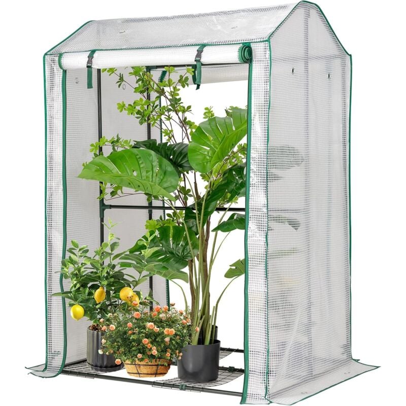 Relax4life - Serre de Jardin avec Couverture pe Cadre en Acier Film Plastique Résistant avec Porte Enroulable Zippée, Serre avec Piquets pour Jardin