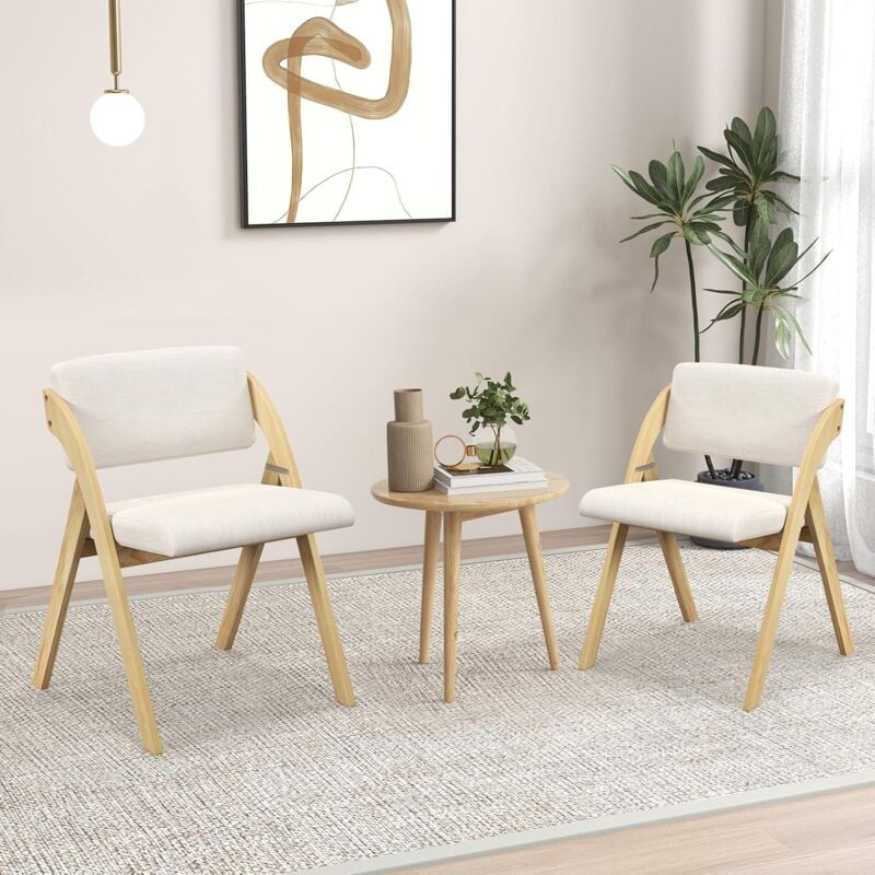 Image of RELAX4LIFE Set di 2 Sedie Pieghevoli, Sedia Imbottita per Casa in Legno, Sedie da Relax Portatili con Schienale, Sedia da Cucina Salvaspazio, per