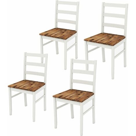 Set di 4 Sedie da Pranzo 41x50x97 cm con Schienale Alto in Similpelle  Bianco