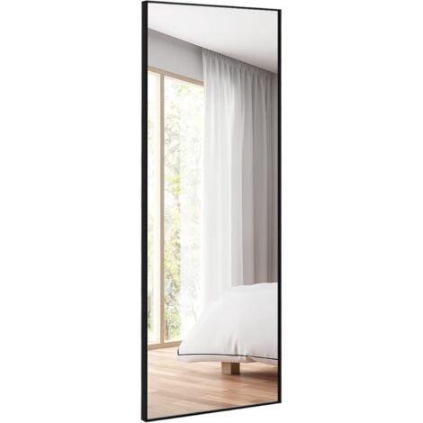 RELAX4LIFE Specchio da Parete Rettangolare a Figura Intera 150 X 56 cm, Grande Specchio da Terra Antideflagrante HD con Cornice in Alluminio, per Camera da Letto, Soggiorno, Corridoio, Ingresso (Nero)