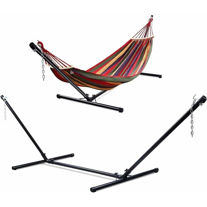 Support de Hamac en Acier Robuste Revêtu en Noir Dimension 324x104,5x108CM Capacité Max 120KG - Relax4life