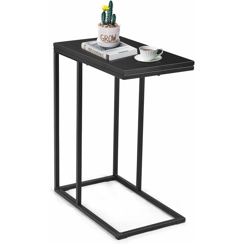 Relax4life - Table d'Appoint en Forme c Style Moderne avec Cadre en Acier Antirouille, Bout de Canapé en mdf avec Structure Stable pour Salon,