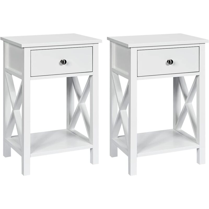 Relax4life - Table de Chevet en Bois, Table d'Appoint de Canapé avec Tiroir, Armoire Moderne pour Salon/Bureau/Chambre à Coucher (40 x 30 x 61,5 cm,