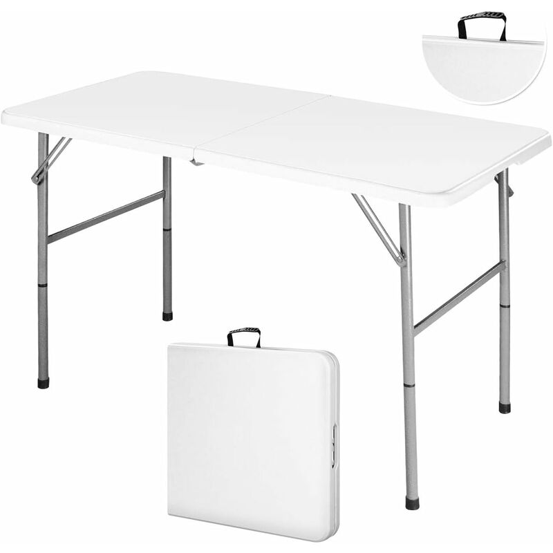 Relax4life - Table Pliante en Blanc Table d'Appoint Extérieur ou Intérieur pour Jardin Camping Buffet Marché Réception 3 Dimension au Choix