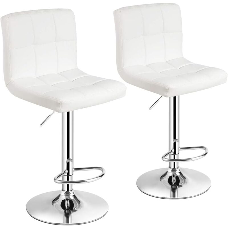 RELAX4LIFE Tabouret Bar, Chaise de Bar Pivotante en Cuir PU, Hauteur Réglable 65-85 CM, Siège Rembourré, Dossier Incurvé, Repose-Pieds, Base Chromée,