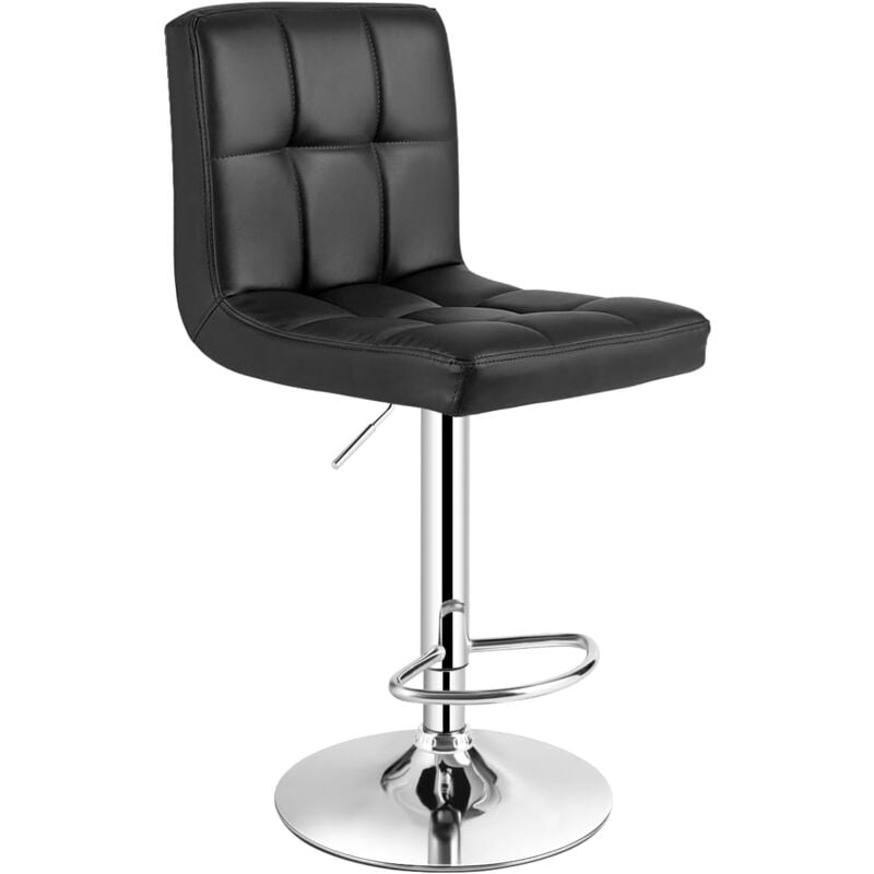 Relax4life - Tabouret Bar, Chaise de Bar Pivotante en Cuir pu, Hauteur Réglable 65-85 cm, Siège Rembourré, Dossier Incurvé, Repose-Pieds, Base
