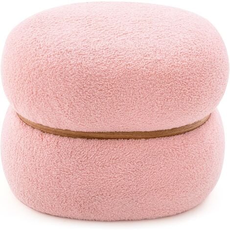 RELAX4LIFE Tabouret Rembourré en Velours Ovale, Tabouret de Coiffeuse avec Coussinets Antidérapants, Repose-Pieds Pouf pour Chambre, Salon, Entrée, 44 x 35 x 35 cm, Rose