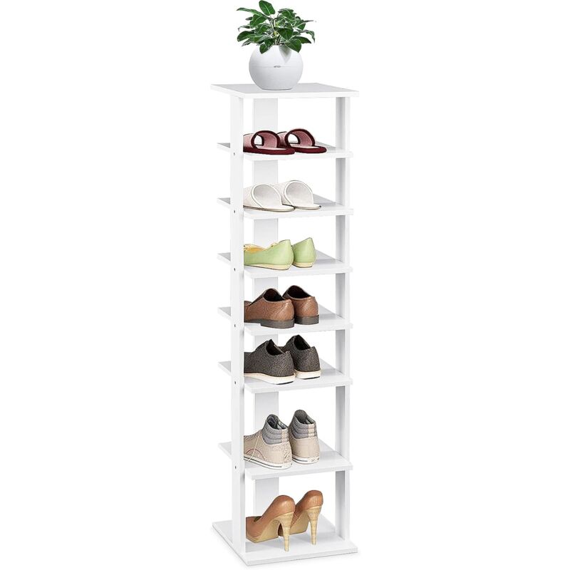 Relax4life - tagère à Chaussures à 8 Niveaux avec Charge Max.10KG, Meuble à Chaussure Compact pour 8 Paires de Chaussures dans Entrée, Vestiaire,