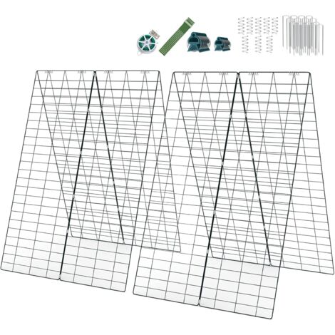 RELAX4LIFE TeamX Set di 2 Tralicci, Traliccio Combinabile per Cetrioli Pomodori Fragole, Traliccio Deformabile con Picchetti a Terra, Supporto Pieghevole per Piante da Giardino Balcone Serra, Verde