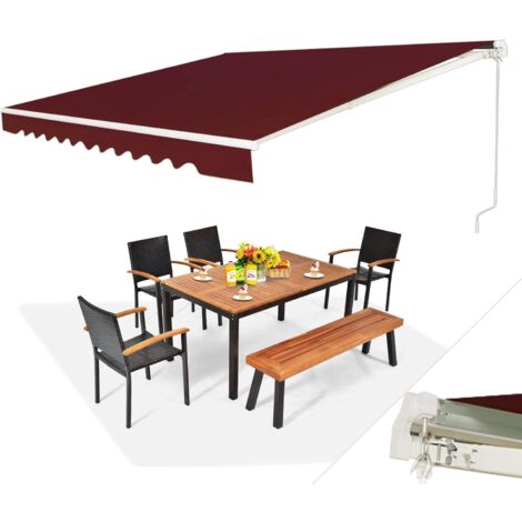 RELAX4LIFE Tenda da Esterno a Bracci Estensibili con Telaio in Alluminio,  Tettuccio Resistente al Sole e Impermeabile，Manovella Manuale, Angolazione  Regolabile (250 x 200 cm, ROSSO) : : Giardino e giardinaggio