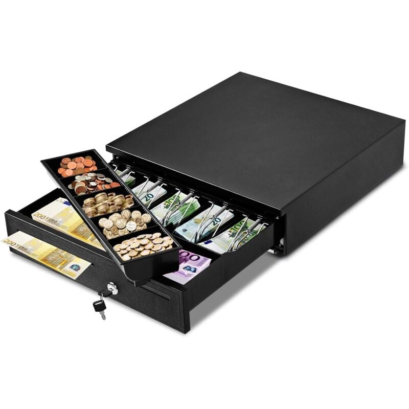 Relax4life - Tiroir Caisse Automatique 5 Compartiments de Pièces 5 Compartiments de Billets Connecter à POS,Système d'Encaissement