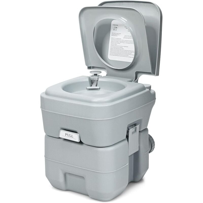 Relax4life - Toilette Portable 20L wc Chimique pour Camping, Chantier, Bateau, Gris