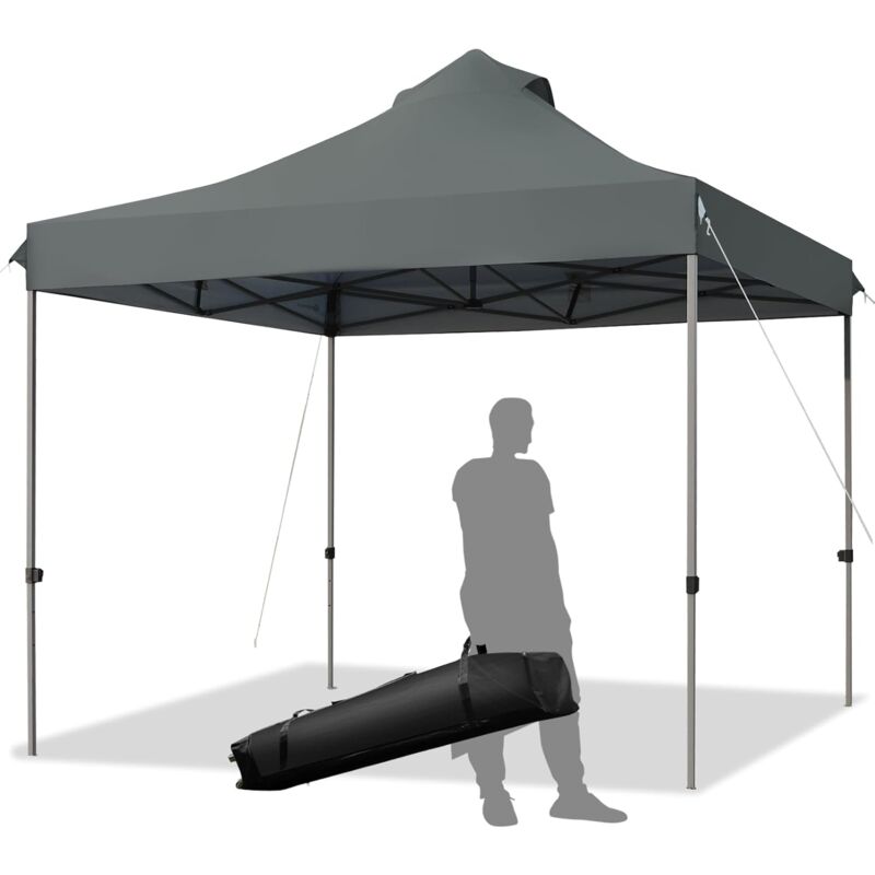 Relax4life - Tonnelle Pliable de Jardin 3 x 3 m, Structure en Métal et Sac à Roulettes, Tente de Réception avec Hauteur Réglable, pour