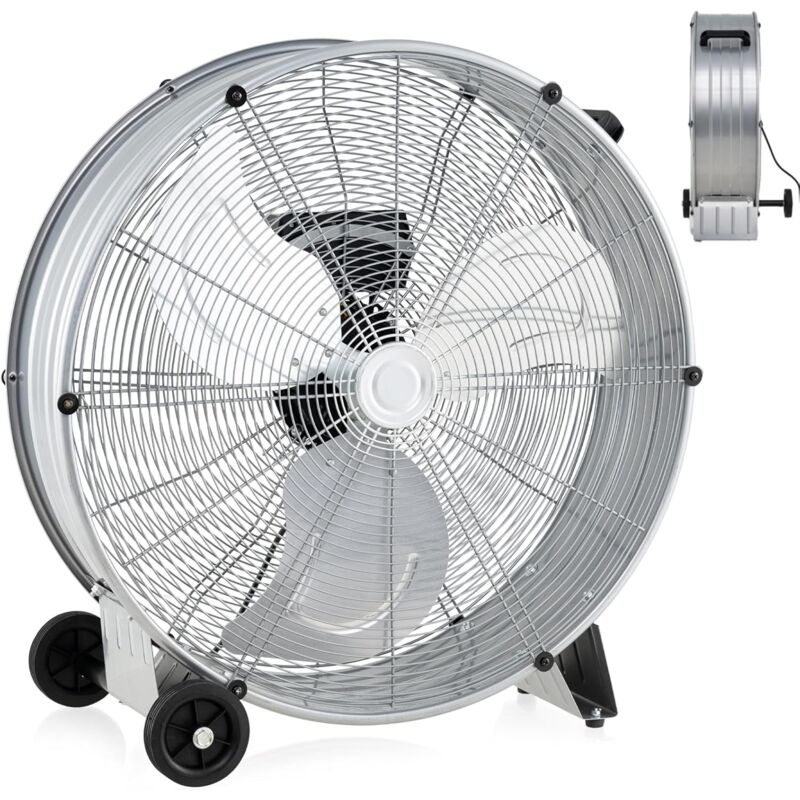 Relax4life - Ventilateur de Sol Industrel Dia.60CM 180W 3 Vitesses, Ventilateur à Tambour 24 Pouces Mobile avec Poignée pour Magasin Garage Usine