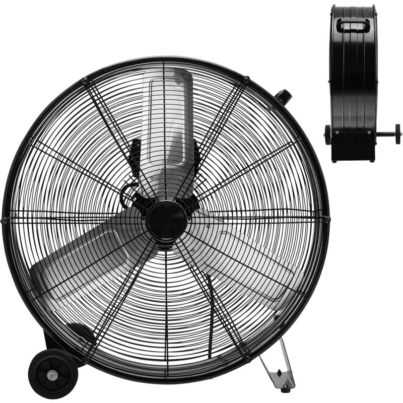 Relax4life - Ventilateur de Sol Industrel Dia.60CM 180W 3 Vitesses, Ventilateur à Tambour 24 Pouces Mobile avec Poignée pour