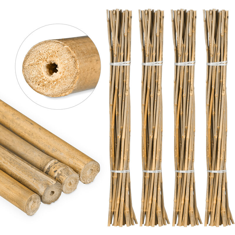 Relaxdays - Tiges en bambou 105 cm, lot de 100, en bambou naturel, tuteur pour plantes ou décoration, bâtons pour bricoler, naturel