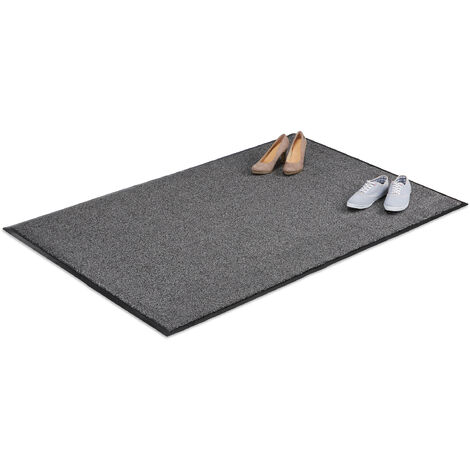 Relaxdays 10021902_759 Zerbino Asciugapassi, Tappeto da Ingresso, per  Interni, Grande, Sottile, Nero-Grigio, 90 x 150 cm