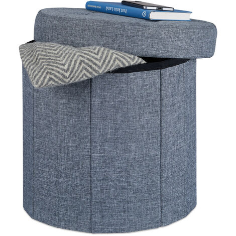 POUF CONTENITORE IN Ecopelle Salvaspazio Poggiapiedi Grigio Rotondo 38 x  33,5 cm EUR 19,90 - PicClick IT