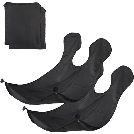 Relaxdays 2 Delantales para Barba, Recoge Pelos Afeitado con Ventosas, Babero Afeitarse Cierre Contacto, 125x70cm, Negro