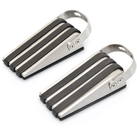 Relaxdays 2 Fermaporta a Cuneo, Set di Blocca Porta Antiscivolo Gommati, H x L x P: 3,7 x 5 x 12,5 cm ca, Argento e Nero