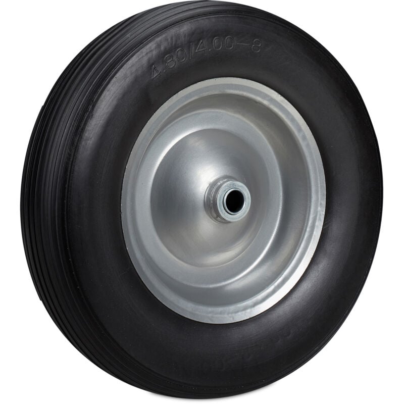 Lot de 4 Roue de brouette 4.80 4.00-8, roue en caoutchouc, roue de secours, jante, diable 100 kg charge, noir/gris