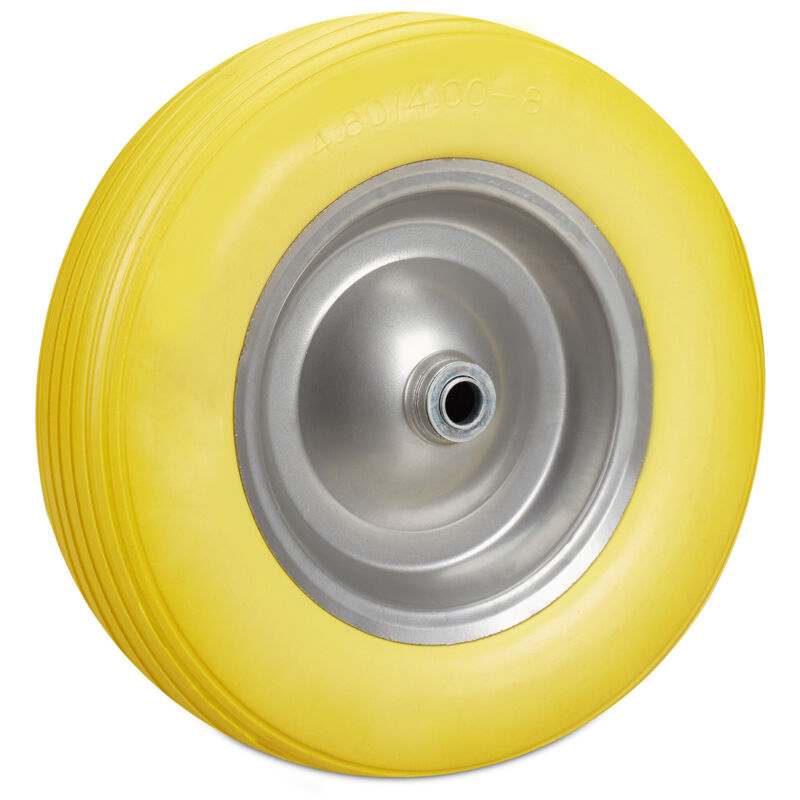 Lot de 4 roues de brouette 4.80 4.00-8, roue en caoutchouc, roue de secours, jante, diable, 100 kg charge, jaune/gris
