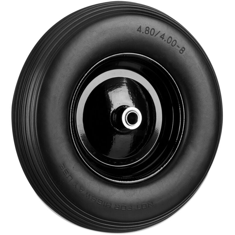 Roue de brouette 4.80 4.00-8, lot de 2, roue caoutchouc, roue de secours, jante, pneus diable 100 kg charge, noir