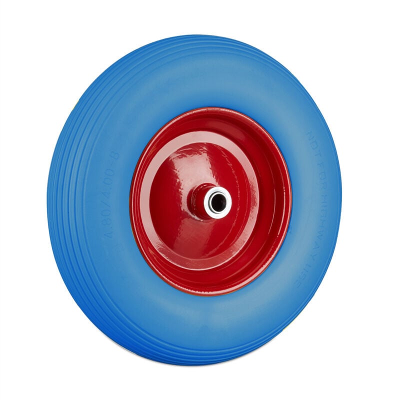 Roue de brouette 4.80 4.00-8, lot de 4, roue caoutchouc, roue de secours, jante, pneus diable 100 kg charge, bleu, rouge