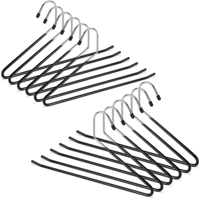 Relaxdays - Cintres à pantalon, lot de 24, revêtement pvc, antidérapant, peu encombrants, porte-pantalons, 35 cm, en métal, noir