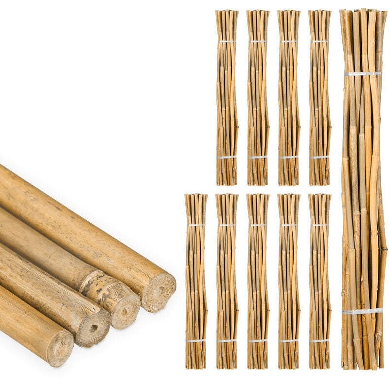 Relaxdays - Tiges en bambou 120 cm, lot de 250, en bambou naturel, tuteur pour plantes ou décoration, bâtons pour bricoler, naturel