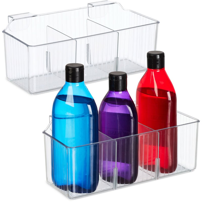 Relaxdays 2x Cabinet Door Organiser, Hanging Bin for Kitchen & Bathroom, HWD: 10 x 25.5 x 12.5 cm, Plastic, Transparent