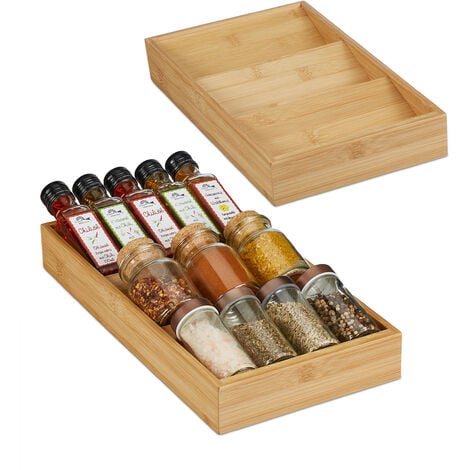 Spice Rack Organizer 3-Tier Bamboo Seasoning Drawer Tray 12 Jars Holder for  Kitchen Spice Storage Jars Cocina Organizador