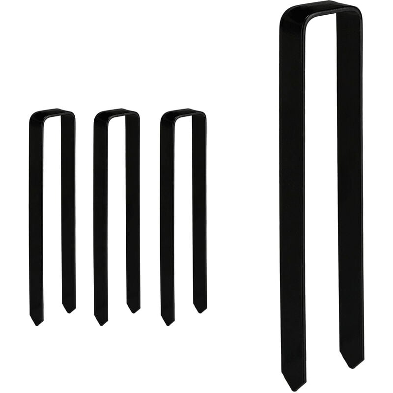 Ground Anchor Set of 4, Hard Soil, Rose Arch, Garden, Steel, xxl, HxWxD: 30 x 6.5 x 2.5 cm, Durable, Black - Relaxdays