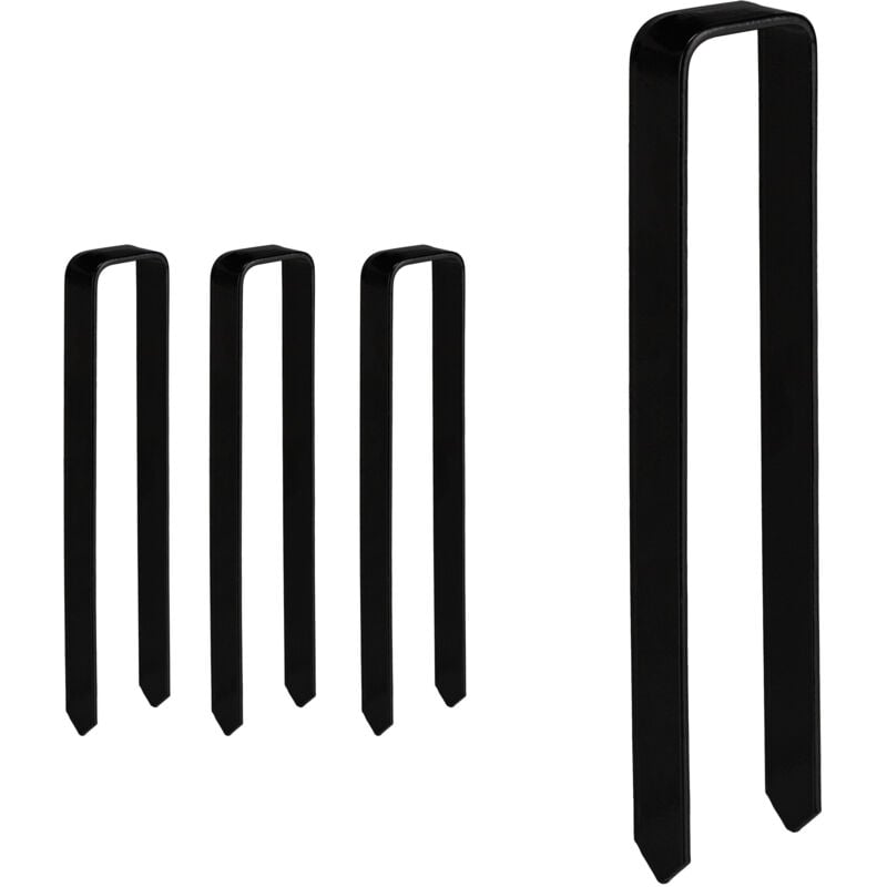 Ancres, lot de 12, Fixation de rosière, forme u, grand, xxl, hlp: 30 x 6,5 x 2,5 cm, Ancre en acier, noir