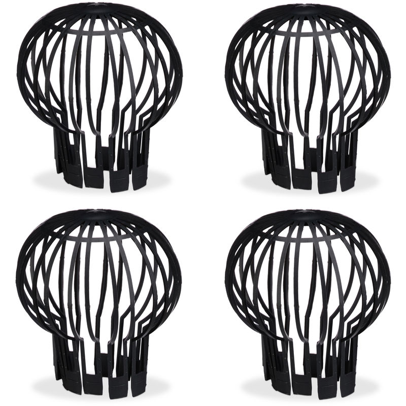 4-Piece Set Roof Gutter Balloon Guard Filters, Plastic Downpipe Stops Leaf Drains, Rainwater Discharge - Relaxdays
