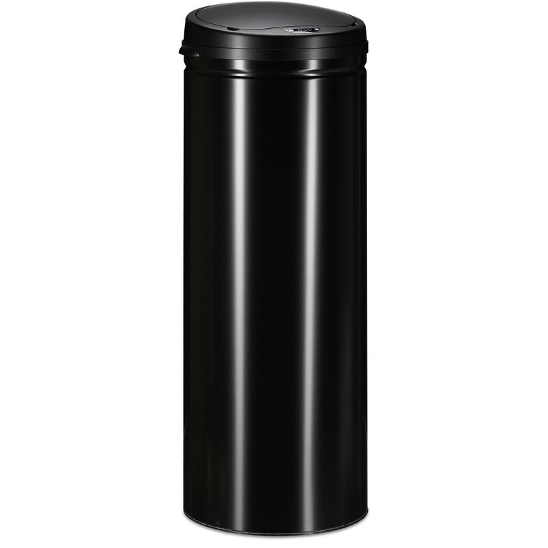 50 l Waste Bin, With Sensor, Automatic Lid, Steel, 80 cm Tall, 30 cm Diameter, Silver - Relaxdays